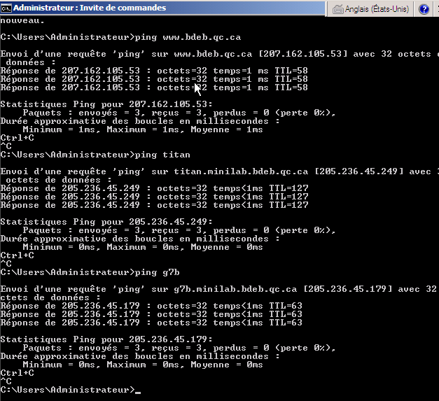 test de ping